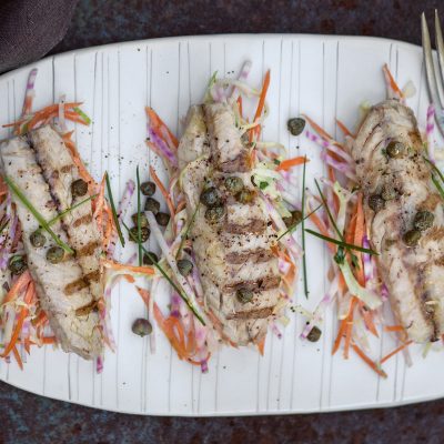 Cabbage Salad with Carrots, Beet and Mackerel Fillets