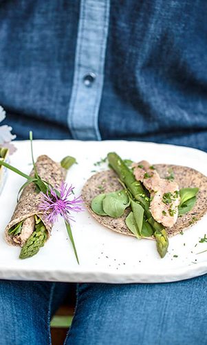 Buckwheat Crepes with Asparagus and Sardines