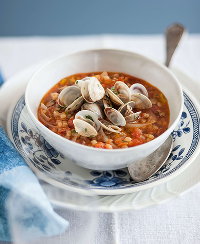 Fregola Pasta with Clams and Cherry Tomatoes