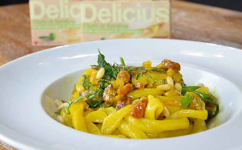 Pici Pasta with Sardines, Saffron, Raisins and Fennel Herbs