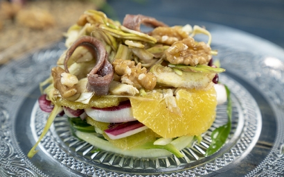 Insalata di radicchio, carciofi, puntarelle e alici