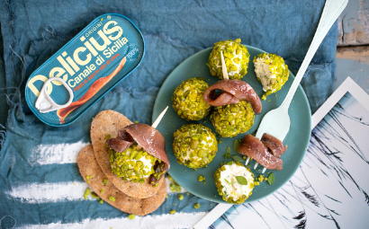 Ricotta truffles with Delicius Strait of Sicily anchovies