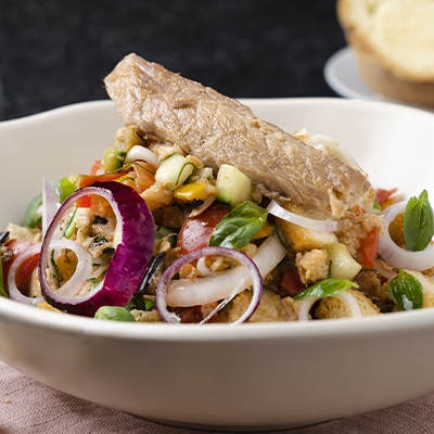 Panzanella Salad with Delicius Mackerel Fillets